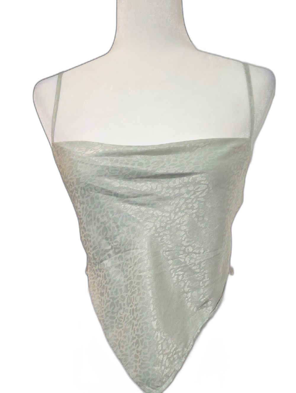 NWOT Japna Sage Green Handkerchief Cami with Subtle Animal Jacquard